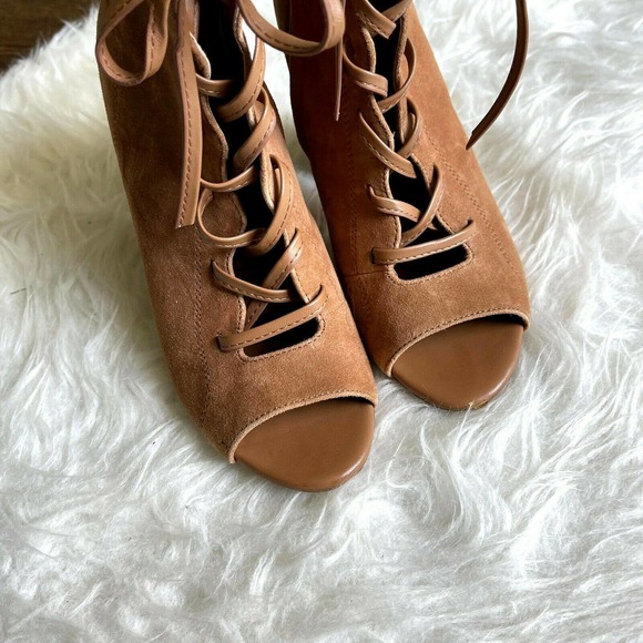 Sam Edelman 6.5 Yvie Bootie Tan Suede Lace Up - Picture 3 of 7